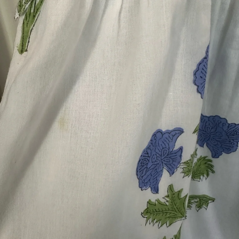 Juliet Dunn Tie Shoulder Midi Dress. Blue/White Floral. M. EUC - Picture 9 of 10